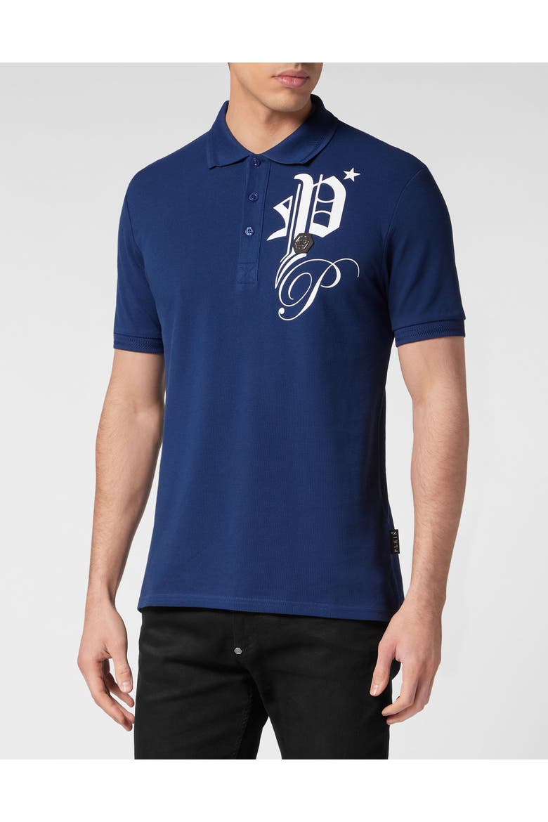 Polo Shirt Ss Gothic Plein Pp Hexagon Men, Main, color, darkblue