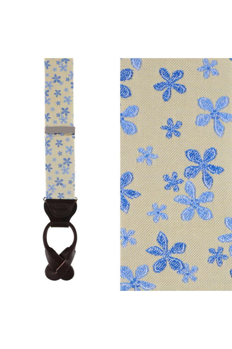 Weldon Floral Silk Button End Suspenders, Main, color, Yellow and Light Blue