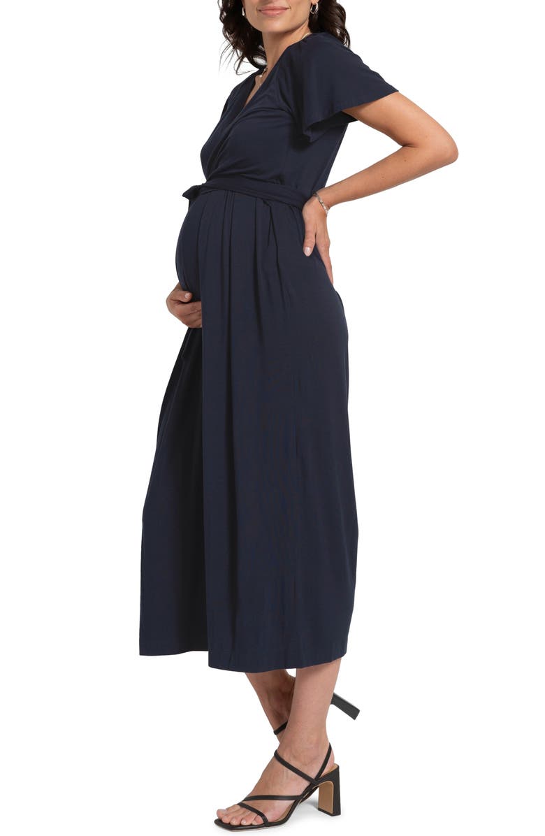 Seraphine Tie Belt Crop Wide Leg Maternity/Nursing Jumpsuit, Alternate, color, 