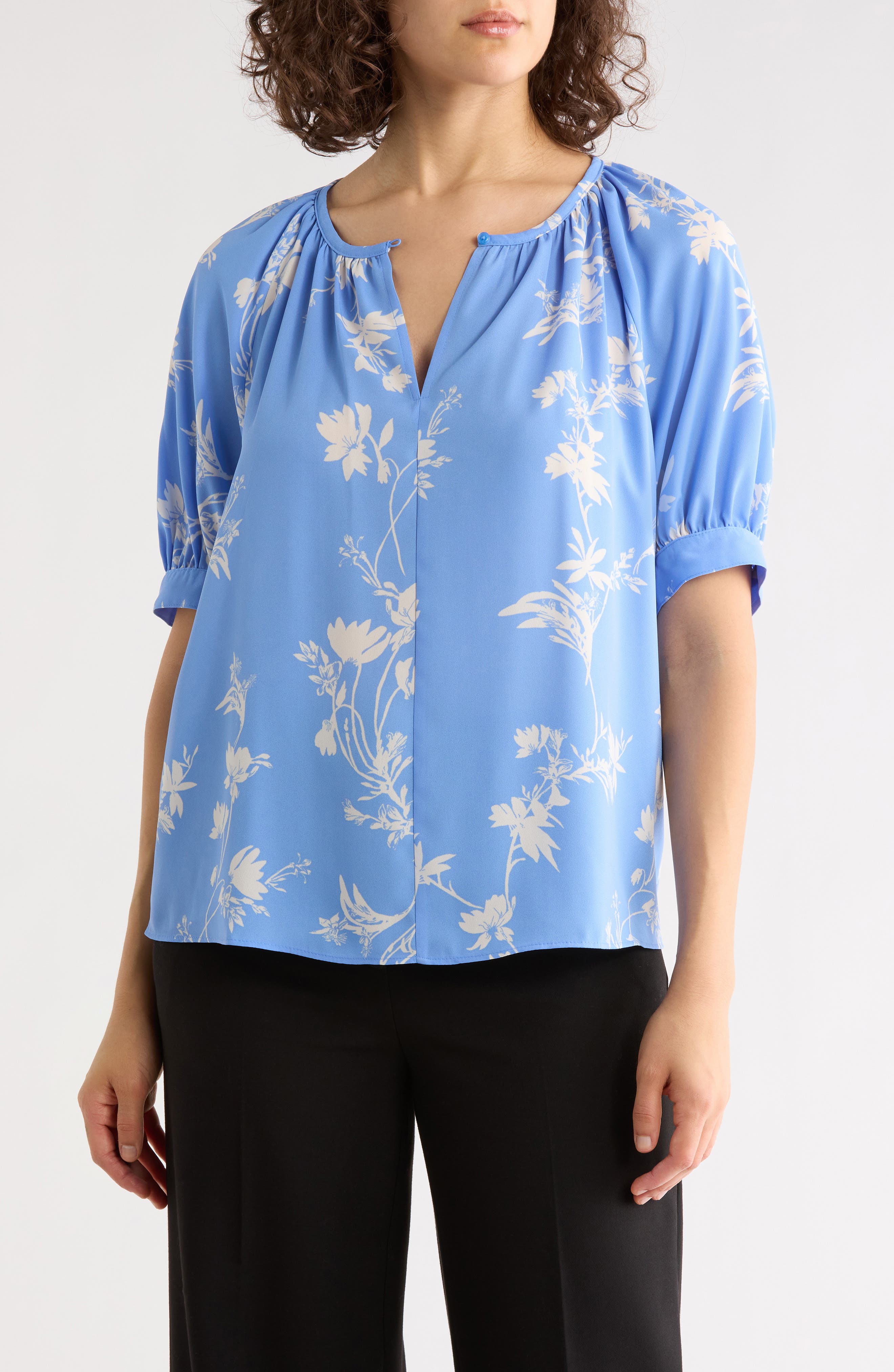 Gathered Neck Puff Sleeve Top - image 5