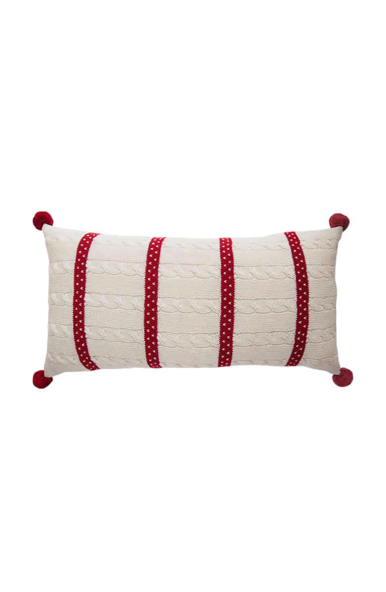 Melange Collection Cable-Knit Lumbar Pillow, Main, color, Red / Ivory