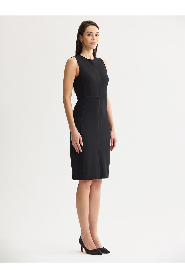 LuxeStretch Contrast Stitch Sheath Dress, Alternate, color, Black/Charmeuse