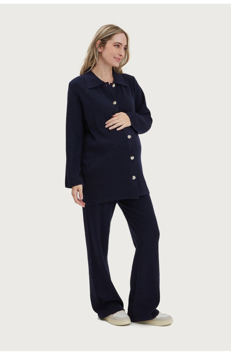 Nom Maternity Thomasine Maternity Sweater Cardigan, Main, color, Navy Blue