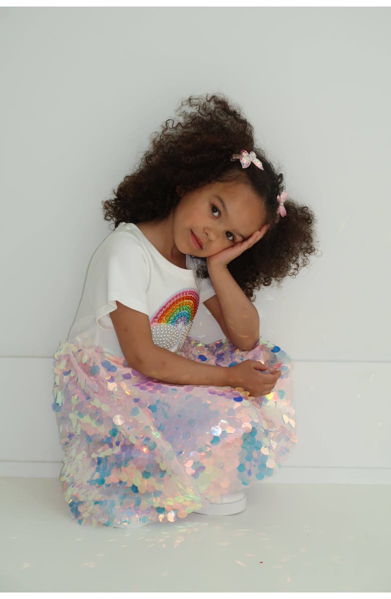 Lola + The Boys Paillette Rainbow Magic Dress, Alternate, color,