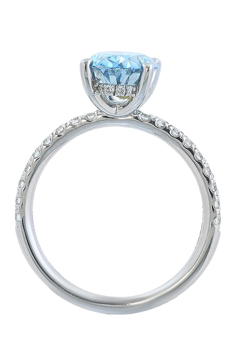 14K White Gold Lab Grown Diamond & Lab Grown Blue Diamond Oval Ring, Alternate, color, Hematite and FW Blush Pearl