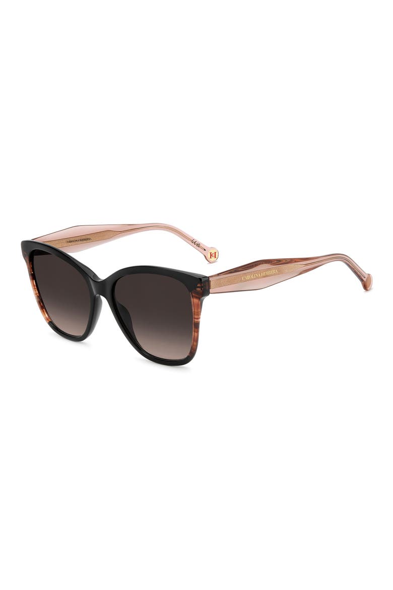 56mm Gradient Butterfly Sunglasses, Alternate, color, BLACK PINK/ BROWN
