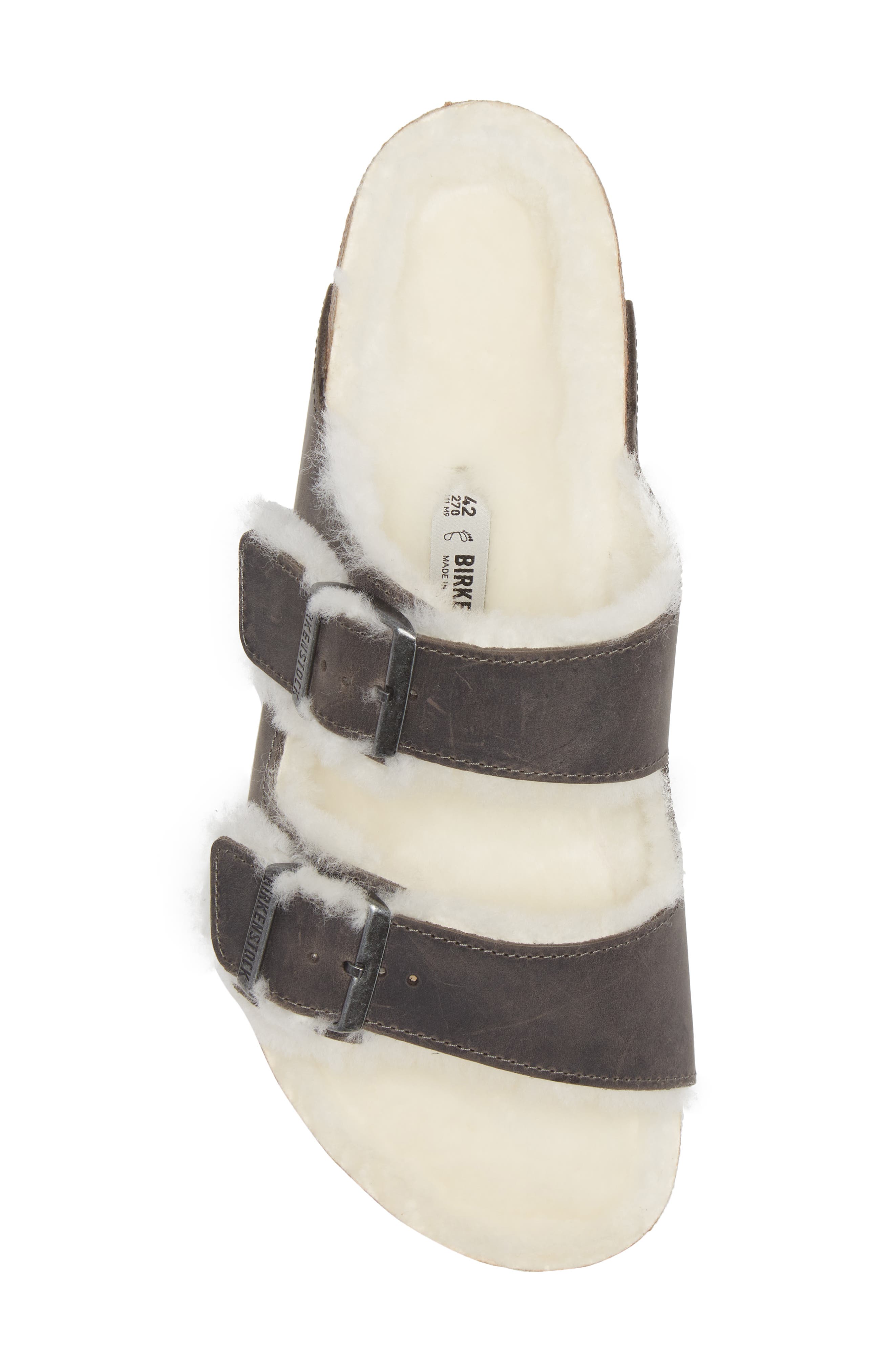 Arizona Genuine Shearling Slide Sandal, Alternate, color, IRON/ NATURAL