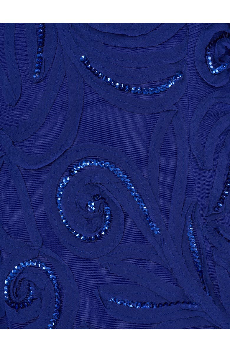 Adrianna Papell Short Sleeve Soutache Column Gown, Alternate, color, Dark Blue Violet