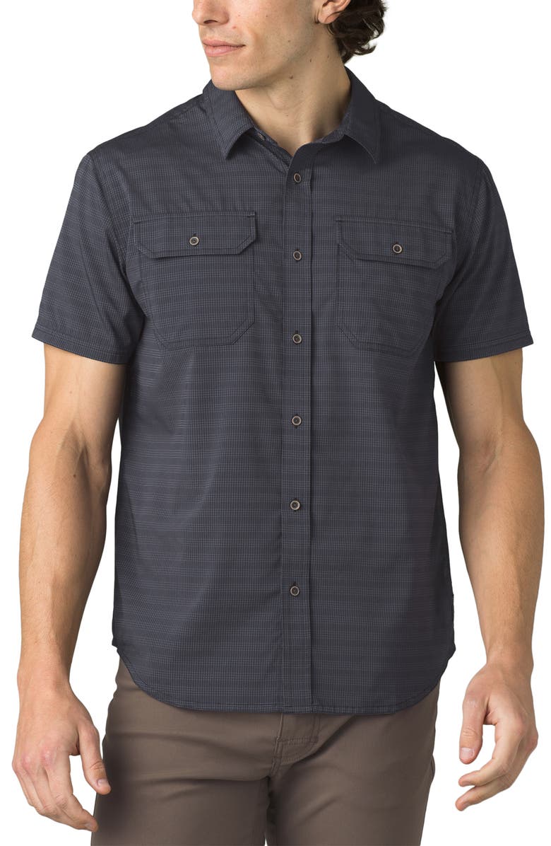 prAna Men's Cayman Stripe Short Sleeve Button-Up Shirt, Main, color, 