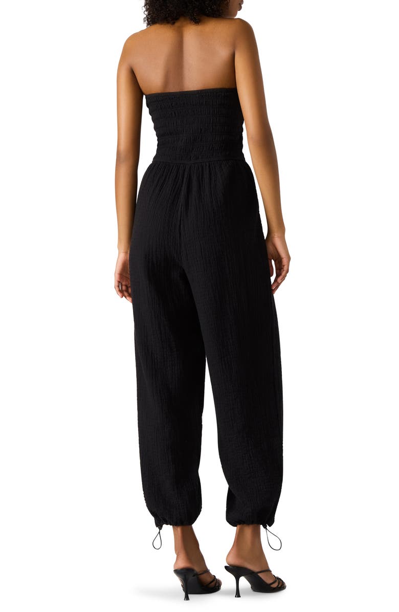 Steve Madden Echo Strapless Toggle Hem Cotton Blend Jumpsuit, Alternate, color,