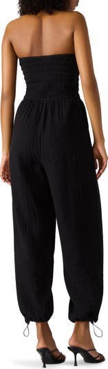 Echo Strapless Toggle Hem Cotton Blend Jumpsuit