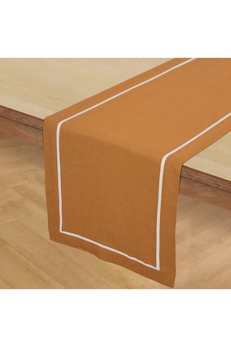 Linen Table Runner - Kensington, Alternate, color, Brown Sugar