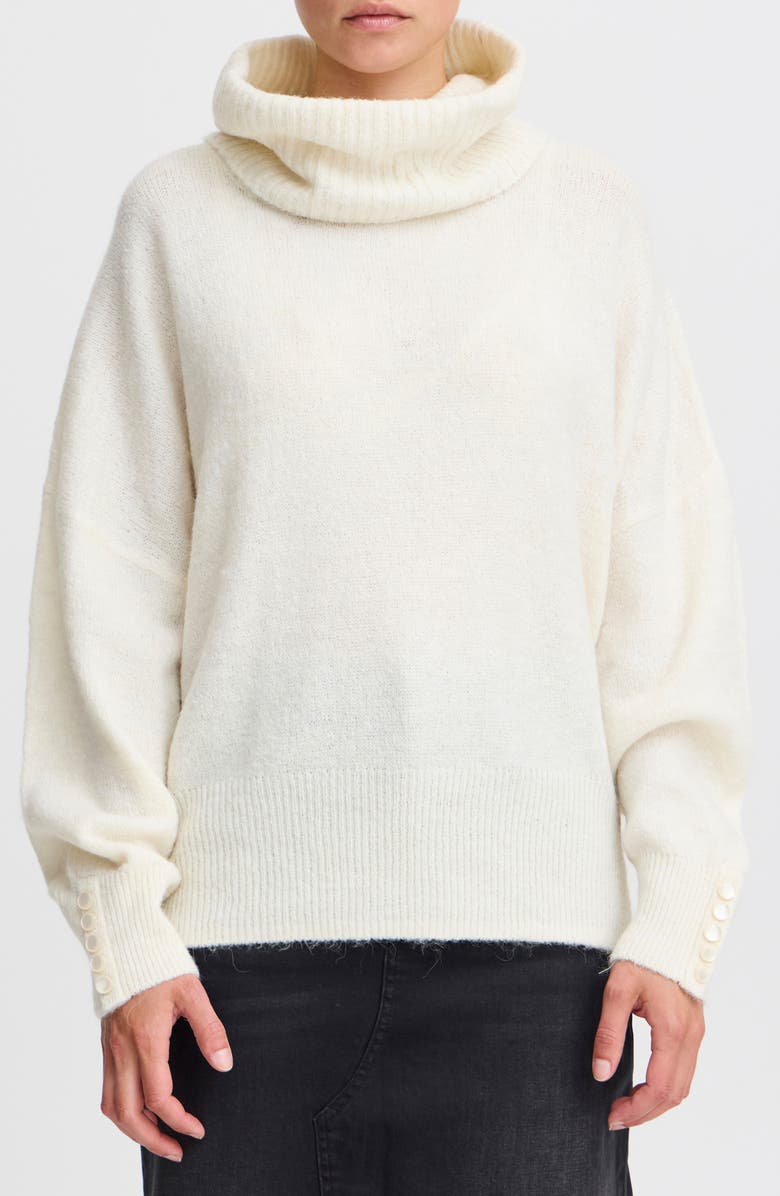 ICHI Knit Turtleneck Sweater, Main, color, Cloud Dancer