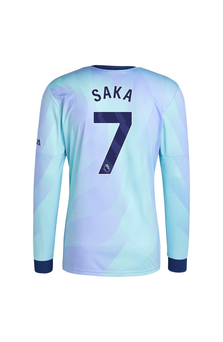 adidas Originals Men's adidas Originals Bukayo Saka Aqua Arsenal 2024/25 Third Replica Long Sleeve Player Jersey, Alternate, color,