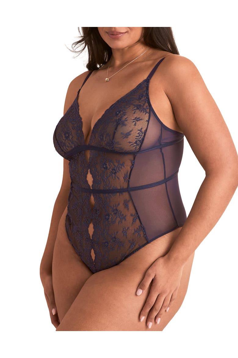 Rosie Crotchless Bodysuit Lingerie, Main, color, Dark purple