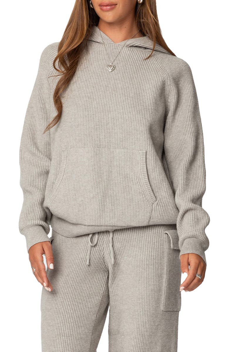 EDIKTED Wynter Oversize Sweater Hoodie, Main, color, Gray-Melange