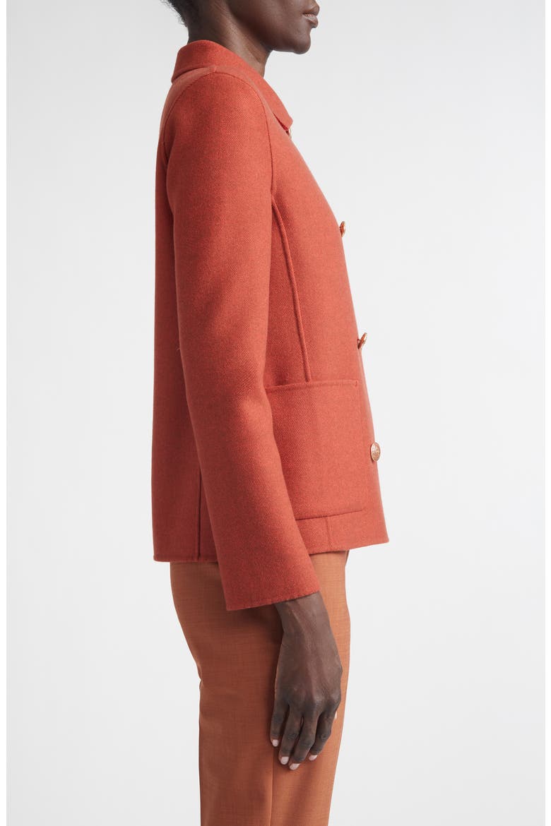 Double Breasted Wool & Cashmere Double Face Twill Coat, Alternate, color, RUST/ PERSIMMON