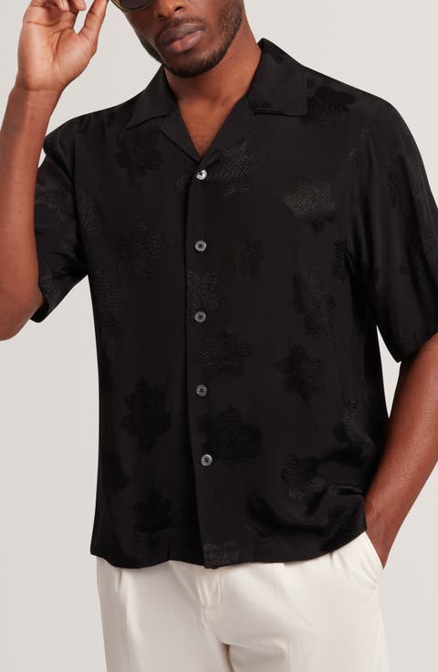 Thovan Floral Jacquard Camp Shirt