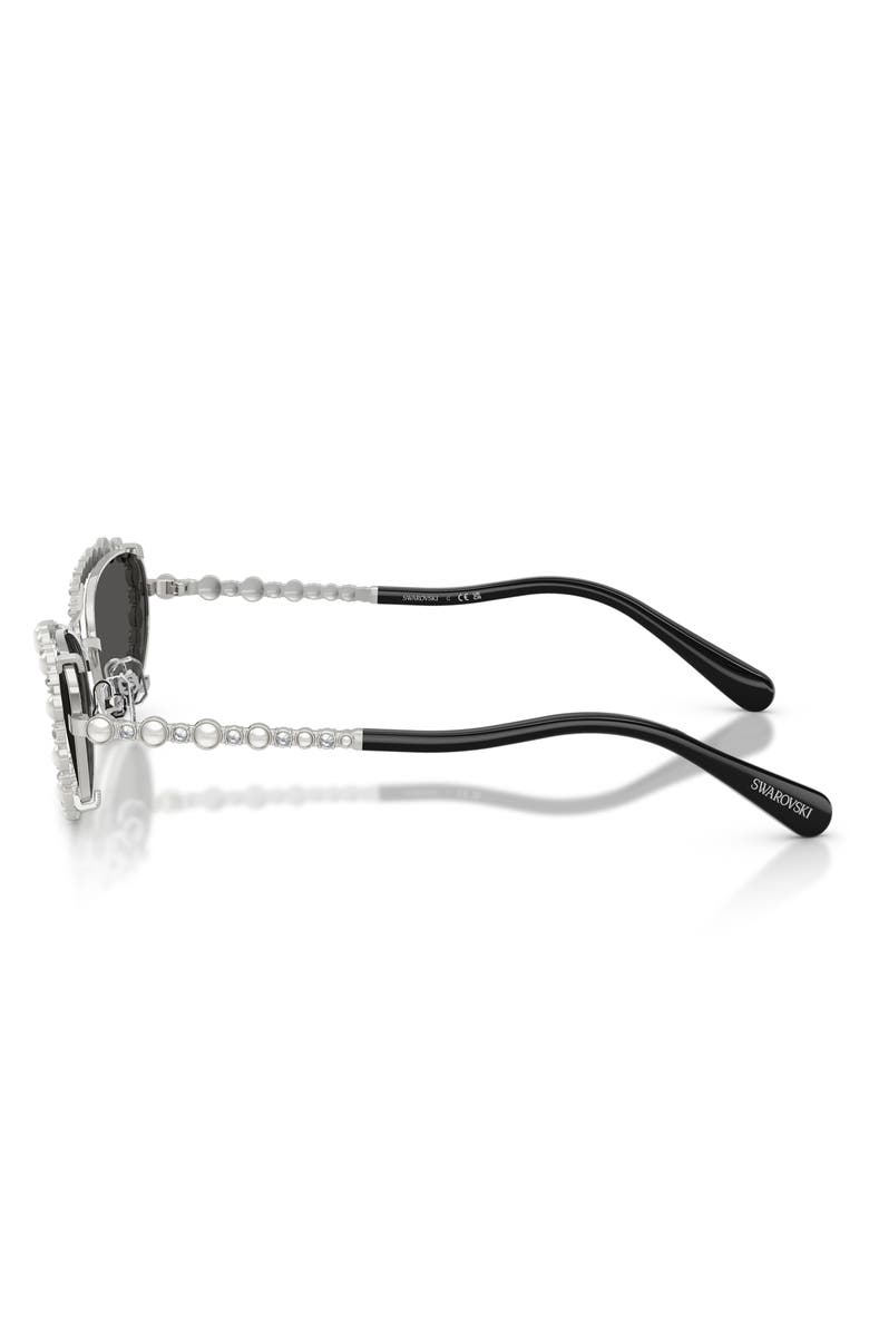 Swarovski 56mm Oval Sunglasses, Alternate, color, Silver / Dark Grey