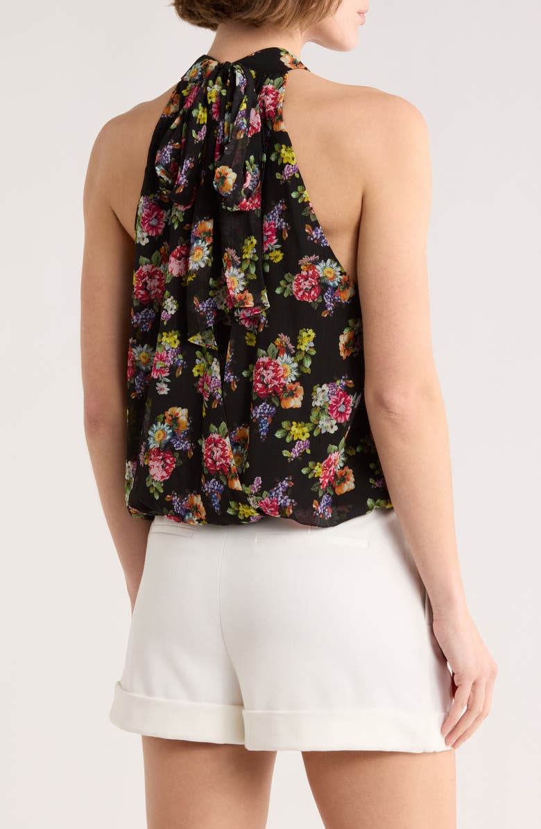 Alice + Olivia Maris Floral Halter Top, Alternate, color, Magnolia Floral Black