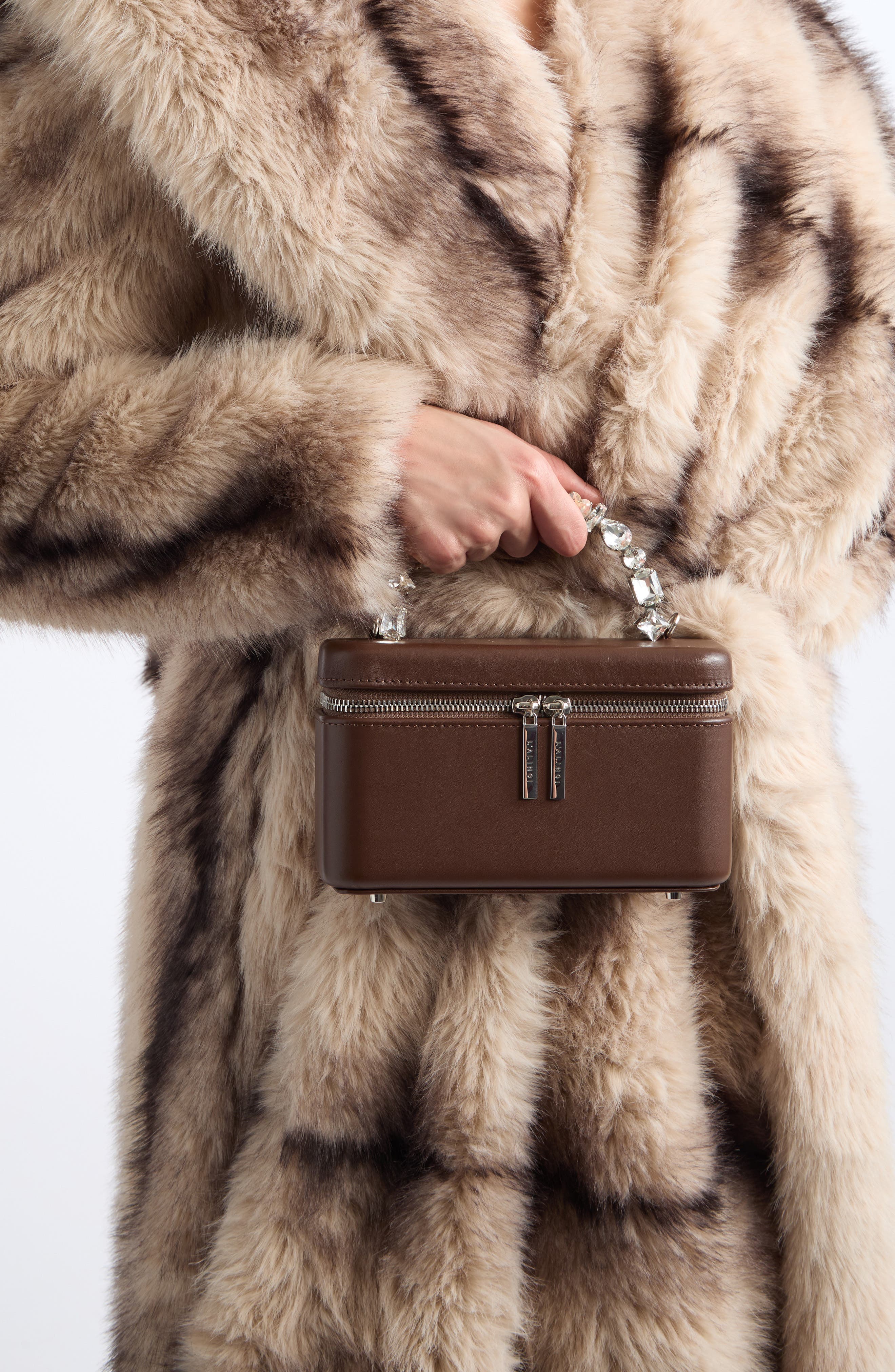 Taliya Leather Vanity Case Bag, Alternate, color, CHOCOLATE BROWN
