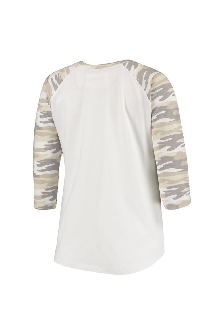 Women's White/Camo Syracuse Orange Boyfriend Baseball Raglan 3/4 Sleeve T-Shirt, Alternate, color, White