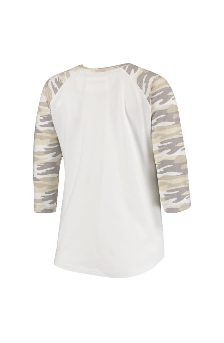 CAMP DAVID Women's White/Camo Syracuse Orange Boyfriend Baseball Raglan 3/4 Sleeve T-Shirt, Alternate, color, 