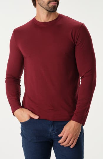 Studio Garnet Los Angeles Essential Stretch Long Sleeve T-shirt In Burgundy