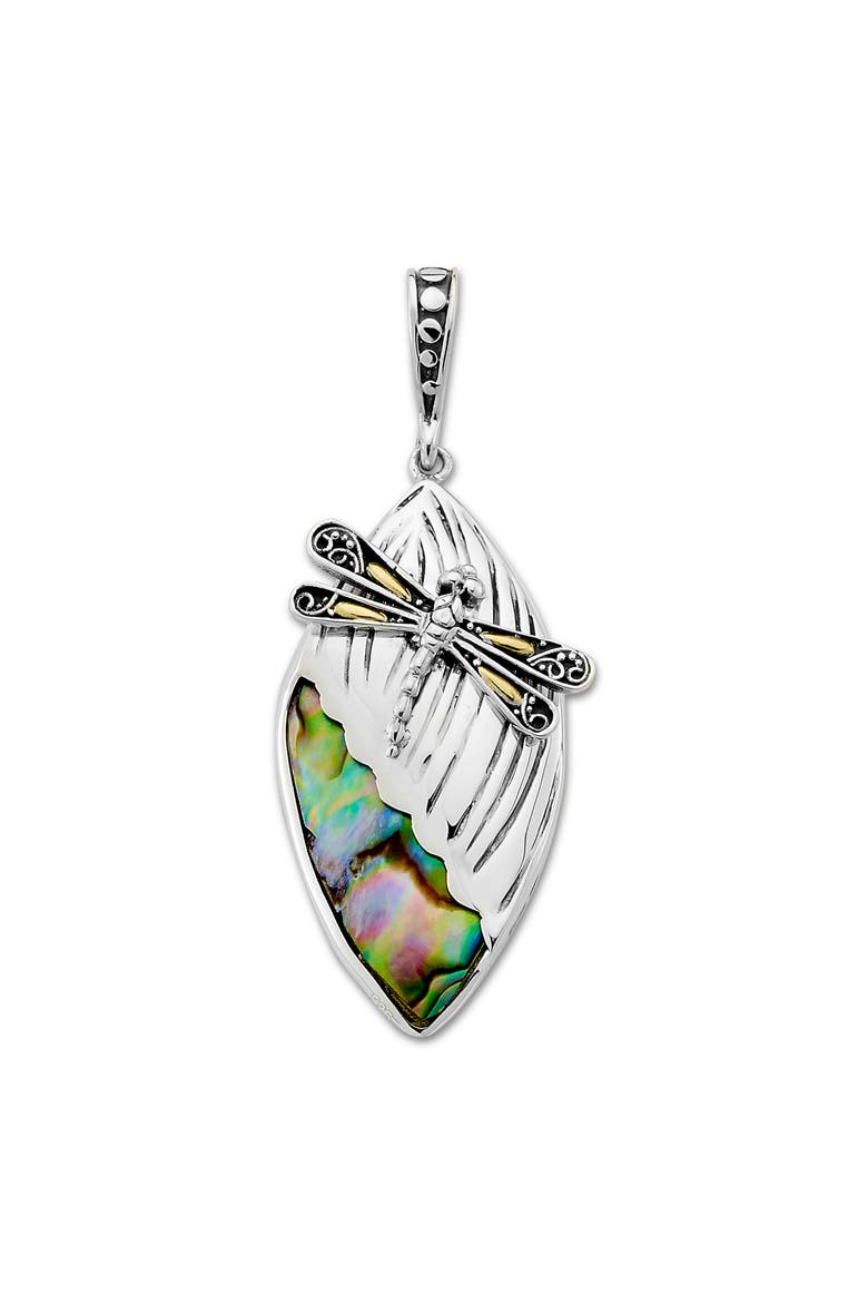 Abalone Dragonfly Pendant, Main, color, GREEN AND BLUE