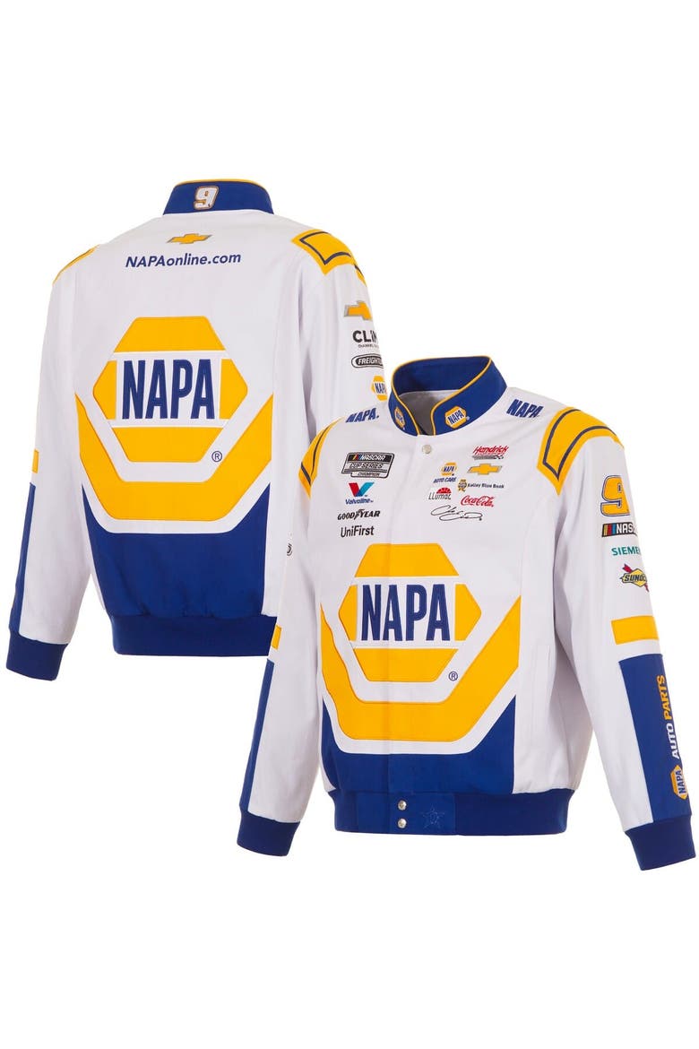 Men's JH Design White/Royal Chase Elliott NAPA Full-Snap Twill Uniform Jacket, Main, color, White