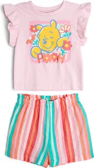 Disney Winnie the Pooh 2-Piece Short Sleeve Tee and Gauze Shorts Set