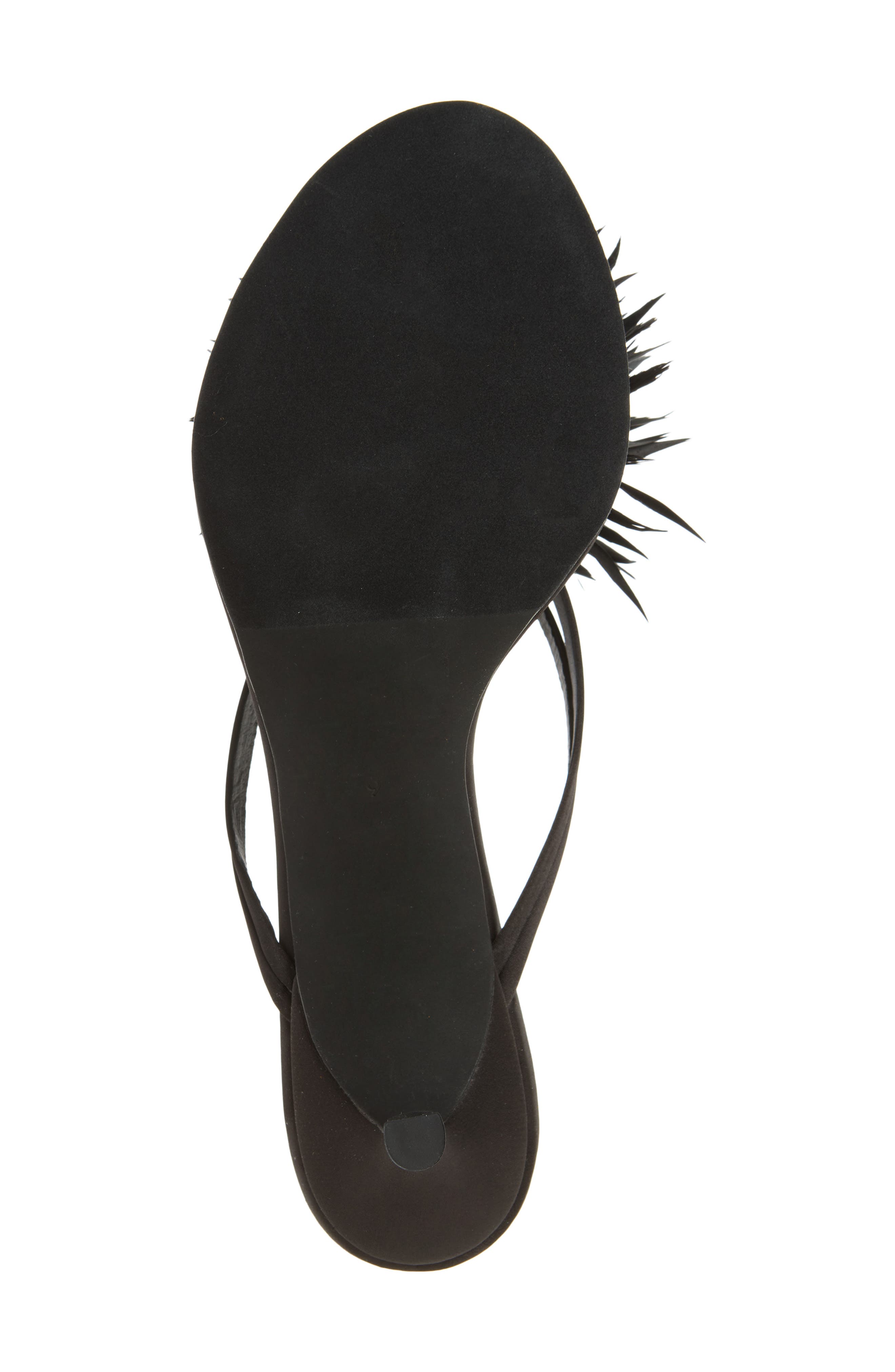 Jeffrey Campbell Firework Feather Sandal, Alternate, color, Black Satin