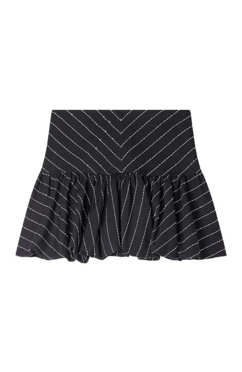 Short striped sequin skirt