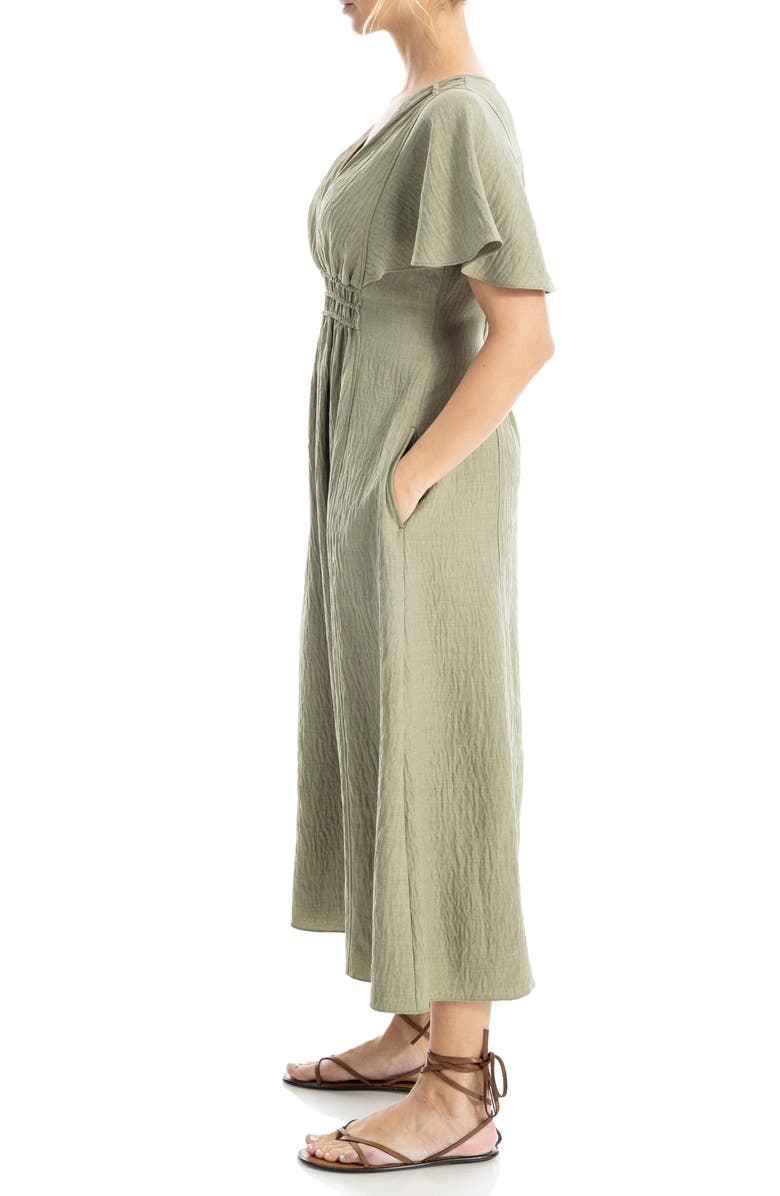 MAX STUDIO Surplice Neck Flutter Sleeve Midi Dress, Alternate, color, Grey/ Sage