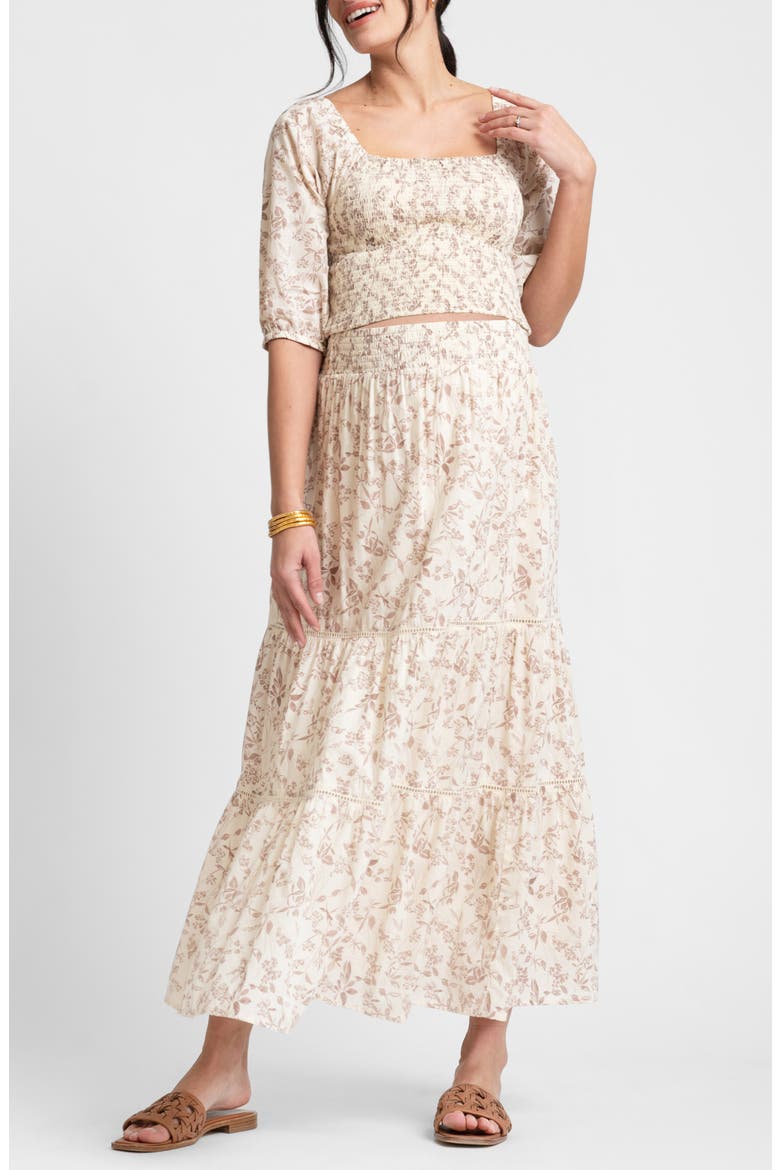 Floral Two-Piece Maternity Crop Top & Maxi Skirt, Main, color, FLORAL