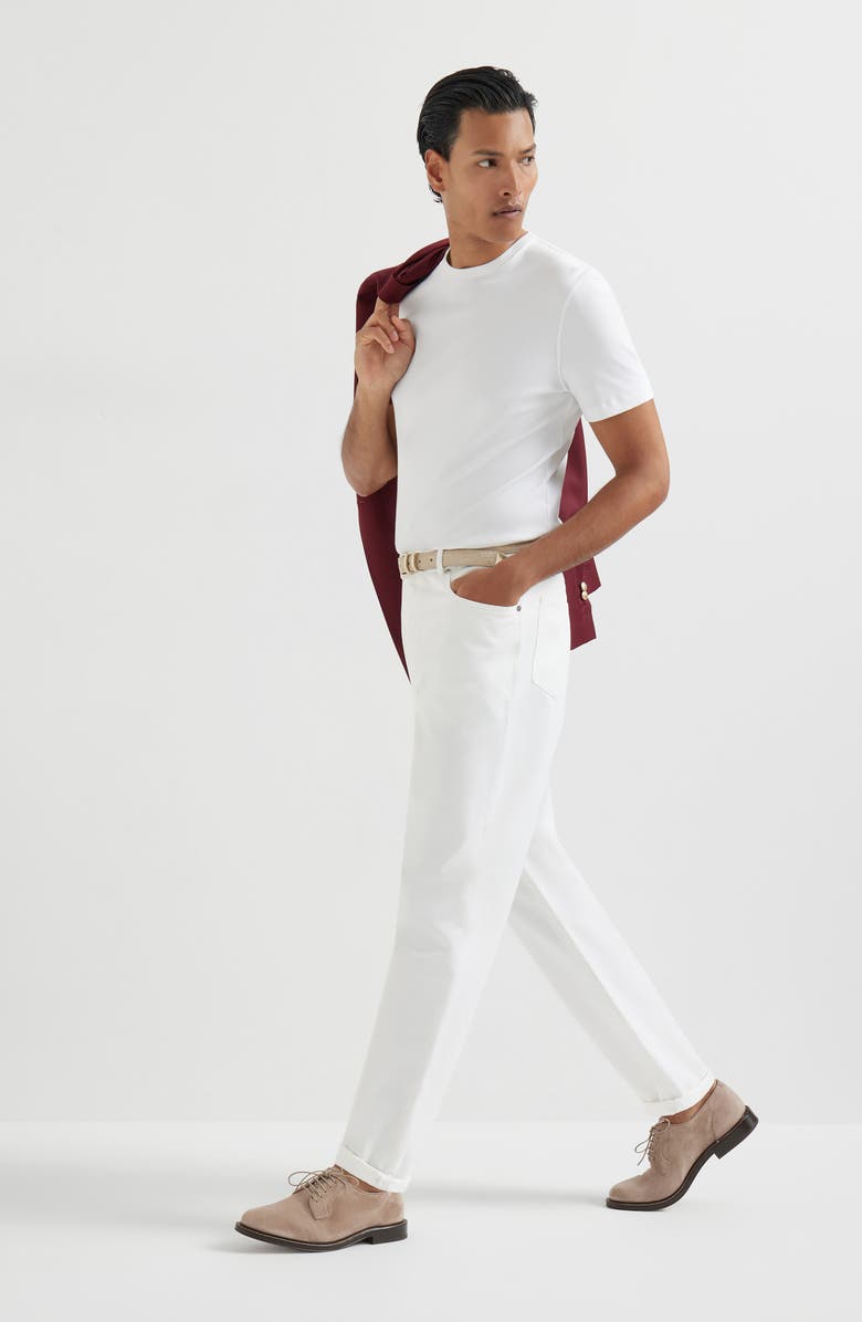 Brunello Cucinelli Gabardine garment dyed trousers, Alternate, color, Snow