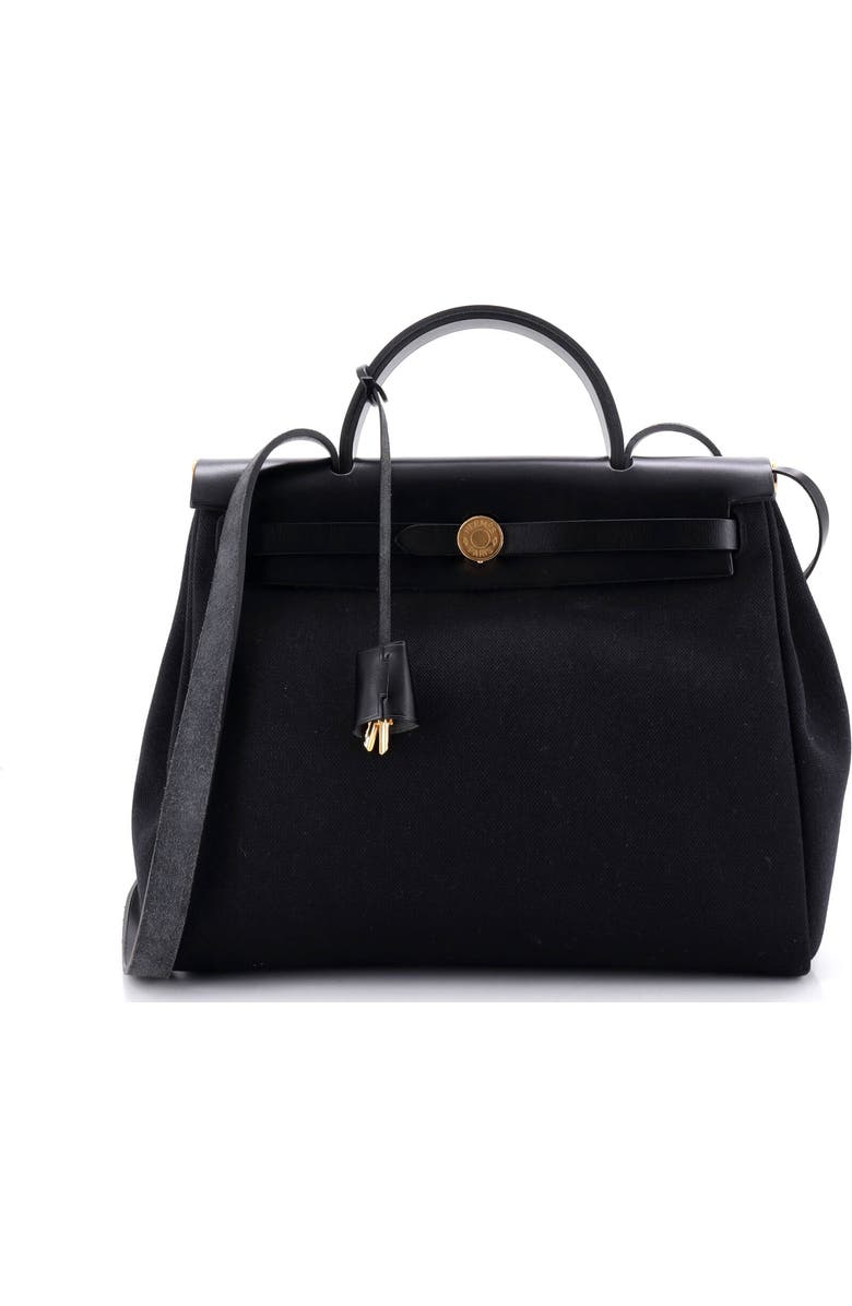 Pre-Owned Hermes Herbag Zip Leather and Toile 31, Main, color, Noir