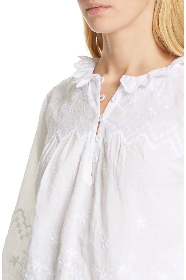 Embroidered Voile Top, Alternate, color, MILK
