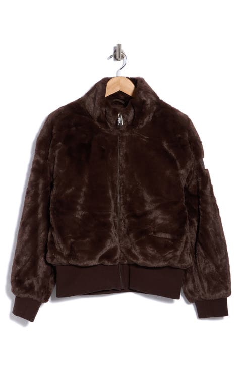 Faux Fur Mock Neck Jacket