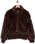 DKNY Faux Fur Mock Neck Jacket