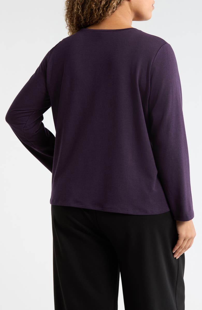 Eileen Fisher Cozy Brushed Terry Crewneck Top, Alternate, color, Aubergine