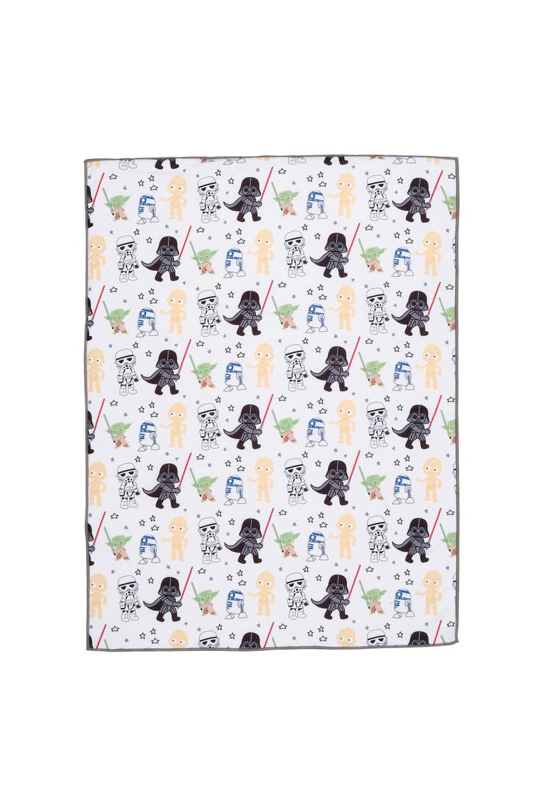 Star Wars Classic Fleece Baby Blanket - Yoda/Darth Vader/R2-D2/C-3PO, Alternate, color, White