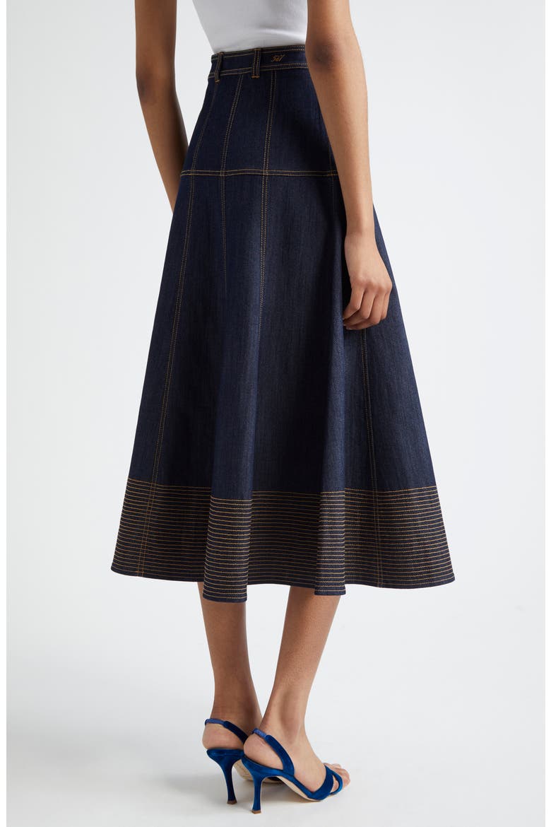 Hester A-Line Denim Skirt, Alternate, color, INDIGO