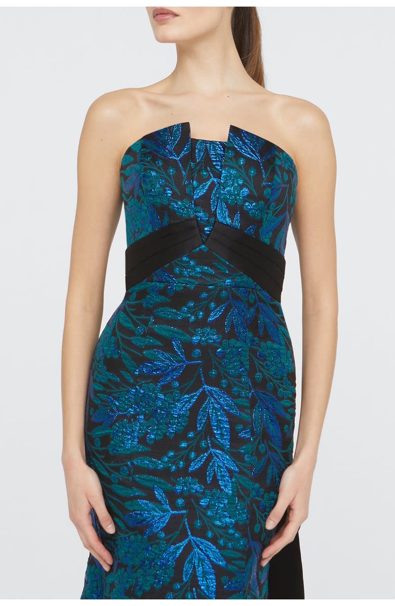 Theia Fernanda Strapless Gown, Alternate, color, Black / Emerald