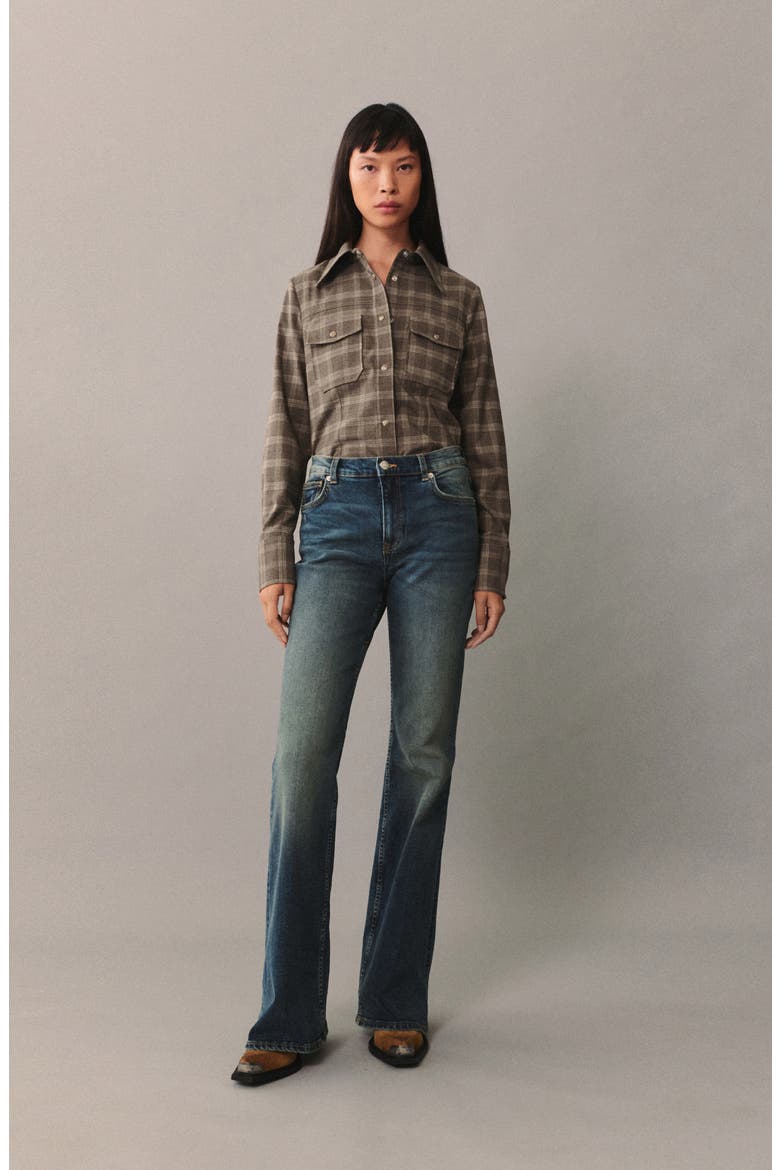 Violet High Waist Flare Jeans, Alternate, color, DARK VINTAGE BLUE