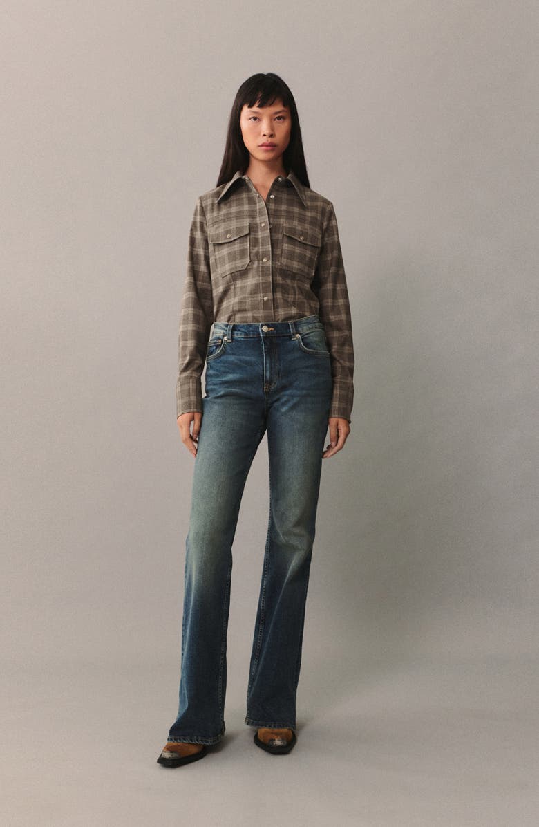 MANGO Violet High Waist Flare Jeans, Alternate, color, 