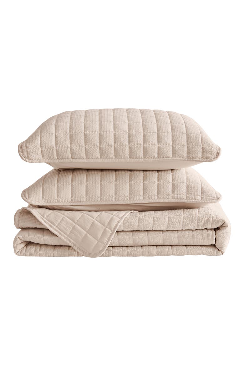 Seersucker Quilt Set, Main, color, BONE