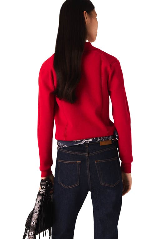 Maje Polo Collar Sweater With Embroidery In Red