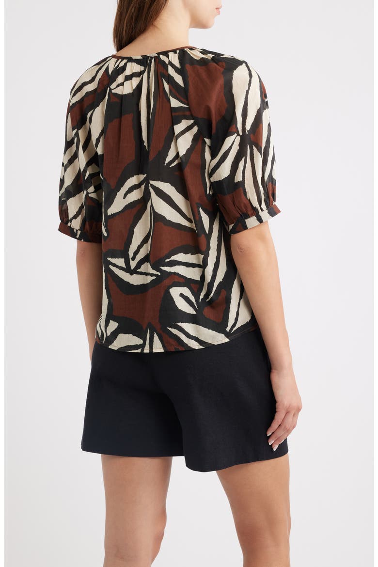 Catalene Abstract Print Cotton Top, Alternate, color, COCOA FLORAL
