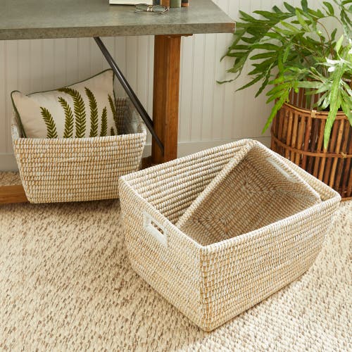 Napa Home & Garden Napa Home And Garden Set Of 3 Rvergras Rect Baskets In Nude